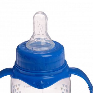 Mum&Baby Бутылочка для кормления с ручками «Моя первая бутылочка», 150 мл, от 0 мес., цвет синий