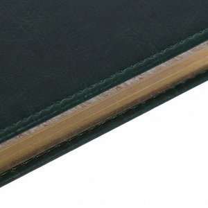 Ежедневник недатированный А4, 136 листов Sidney Nebraska, обложка искусственная кожа, золотой срез, ляссе, зелёный