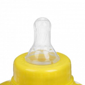 Бутылочка для кормления «Транспорт» детская классическая, с ручками, 250 мл, от 0 мес., цвет жёлтый