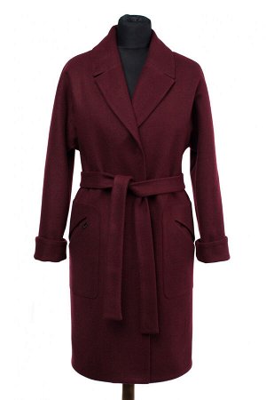 02-2480 Пальто женское утепленное (пояс) валяная шерсть Бордо