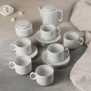 Сервиз чайный «Комфорт», 14 предметов: чайник 500 мл, 6 чашек 220 мл, 6 блюдец 14 cм, сахарница 285 мл
