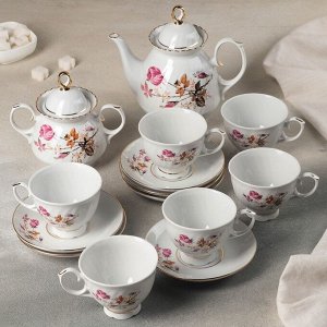 Сервиз чайный «Мария. Голландская роза», 14 предметов: чайник 800 мл, 6 чашек 200 мл, 6 блюдец 14 cм, сахарница 350 мл