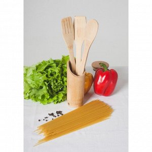 СИМА-ЛЕНД Набор кухонных принадлежностей «Бамбуковый лес», 3 предмета на подставке: 2 лопатки, ложка