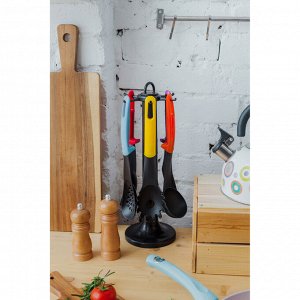 Набор кухонных принадлежностей Доляна «Монпансье», 6 предметов, на подставке, цвет МИКС
