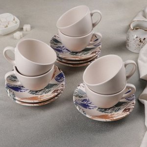 Сервиз чайный 12 предметов «Листопад»: 6 чашек, 6 блюдец