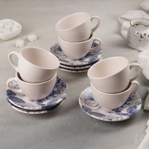 Сервиз чайный 12 предметов «Синяя роза»: 6 чашек, 6 блюдец