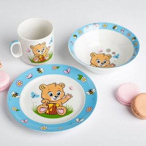 Наборы посуды «Медвежата»: тарелка ? 17 см, миска 360 мл, кружка 200 мл