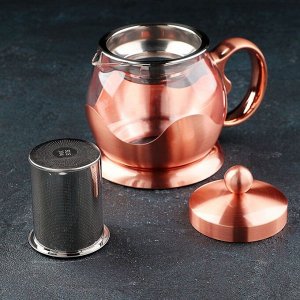 Чайник заварочный «Роскошь», с металлическим ситом, 800 мл, цвет бронза