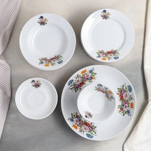 Набор столовой посуды «Букет цветов», 34 предмета