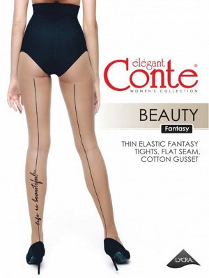 Beauty колготки (Conte)  с имитацией шва и тату-рисунком, 20 ден