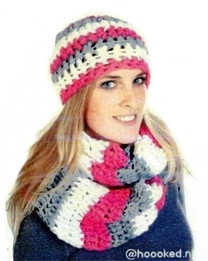 Набор hat&scarf crochet hoooked для вязания шапки и шарфа крючком