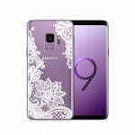 Белый узор. Чехол силиконовый прозрачный с рисунком на телефон Samsung Galaxy