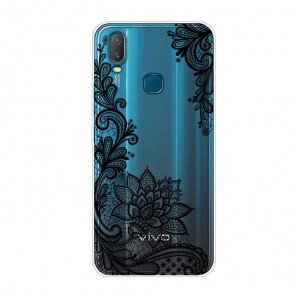 Черный узор. Чехол силиконовый прозрачный с рисунком на телефон Huawei