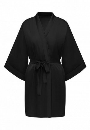Атласное кимоно, цвет чёрный