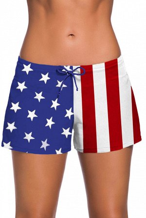 Пляжные шорты с принтом под американский флаг и шнурком в талии