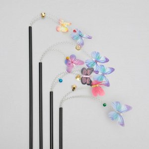 Дразнилка-удочка с бабочками на пружинке, микс цветов