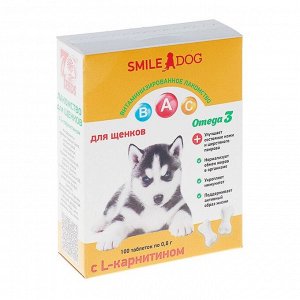 Витамины Smile Dog для щенков, с L-карнитином, 100 таб