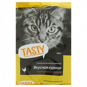 Сухой корм Tasty для взрослых кошек, курица, 350 г