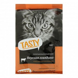 СуXой корм Tasty для взрослыX кошек, говядина, 350 г