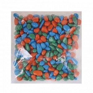 Грунт для аквариума "Галька цветная, оранжевый-салатовый-голубой" 800г фр 8-12 мм