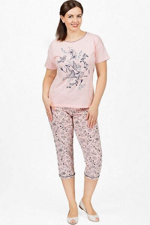 Пижама с бриджами "Птички", розовый (635-1)