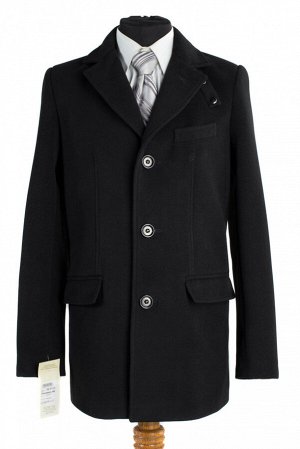 06-0110 Пальто мужское демисезонное (Рост 182) Пальтовая ткань черный