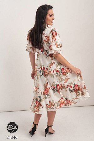 Платье миди с цветочным принтом