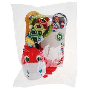 RBT-H4 Текстильная игрушка подвеска-пищалка с колокольчиком лошадка на карт. в пак. "Умка" в кор.260шт