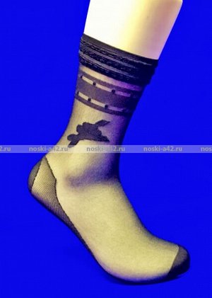 Носки женские эластик черные уплотненные с рисунком