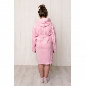 Халат для девочки с капюшоном, рост 128 см, розовый, махра