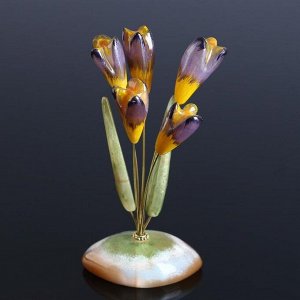 Сувенир «Крокусы», 5 цветков, 13?10 см, селенит