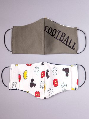 Маска двухслойная с карманом из трикотажного полотна профилактическая, футбол, хаки
