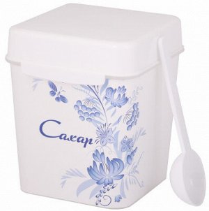 Банка для сыпучих продуктов 1,2л кв с ложкой [ШАЛЕ] САХАР
