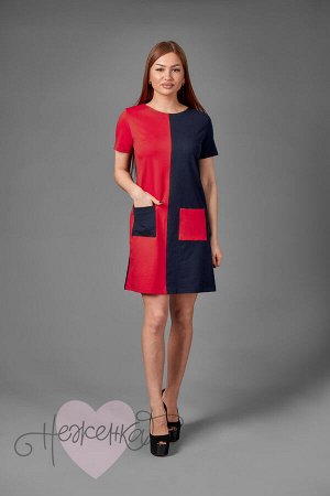 Платье П 774 (темно-синий+красный)