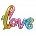 800-YBRO-QX Шар-фигура, фольга, надпись &quot;Love&quot;, радужный, 39&quot;/100 см (BRAVO)