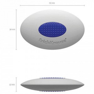 Ластик ERICH KRAUSE "Smart Oval", 57х34х13 мм, белый, овальный, термопластичная резина, пластиковый держатель, 45532