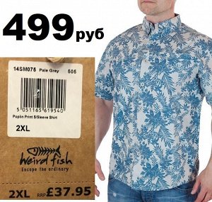 Мужская хлопковая рубашка Weird Fish  с флористическим принтом. Мягкое сочетание цвета, плотный воротник, низкая цена. Твой стиль продаётся у нас!Тр 446 ОСТАТКИ СЛАДКИ!!!!