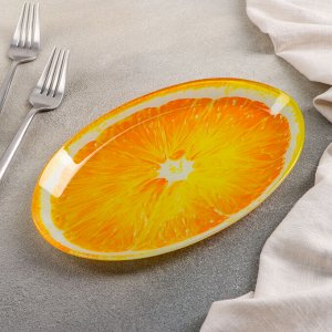 Блюдо Доляна «Сочный апельсин», овальное, 24,5x15x2 см, цвет оранжевый