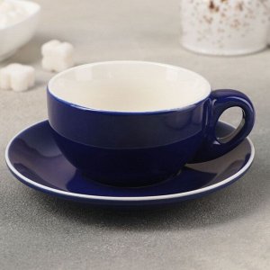 Чайная пара «Карамель», чашка 250 мл, блюдце 14,5 см, цвет синий