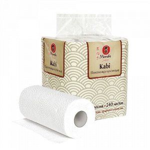Полотенца кухонные бумажные "Maneki", серия Kabi, 2 слоя, 60 л., белые, 4 рулона/упаковка
