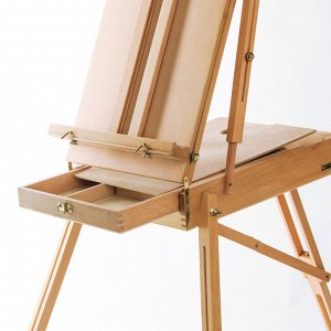 Этюдник, 50x34x11 см, высота холста 87 см, ножки 90 см, регулируемый ремень, бук