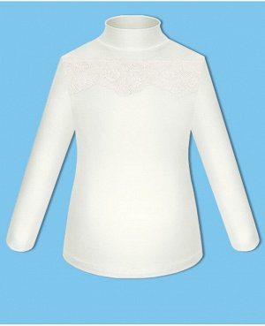 Школьная блузка молочного цвета с кружевом 83871-ДШ20