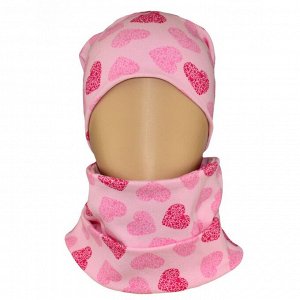 РИД КМ-1421 Шапка+шарф детская розовый-звезды