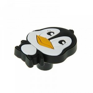 Ручка кнопка детская KID 012, "Пингвиненок", резиновая, черная