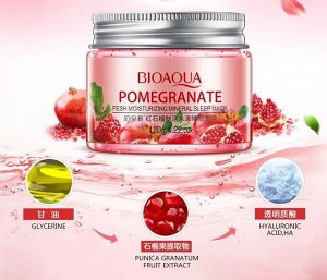 BIOAQUA, Ночная маска для лица с гранатом, Pomegranate Fresh Mineral Sleep Mask, 120 гр