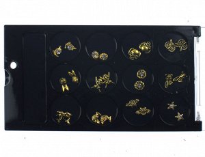 Nail Art Decoration, золотые объёмные фигуры , набор 12 шт.