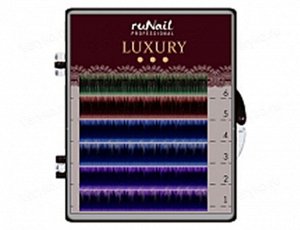 RuNail, Ресницы для наращивания Luxury, ? 0,15 мм, №14, Mix С (цвет: зел, крас, син, фиол), 6 линий