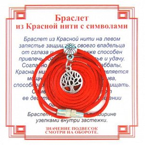 Браслет из красной нити на Развитие (Дерево Жизни),цвет сереб, металл, текстиль