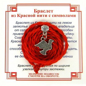 Браслет красный витой на Крепкие отношения (Голубь),цвет сереб, металл, текстиль