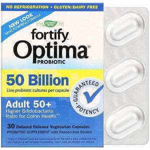 Nature&#x27 - s Way, Fortify Optima Probiotic, Adult 50+, 50 Billion, 30 Delayed Release Vegetarian Capsules